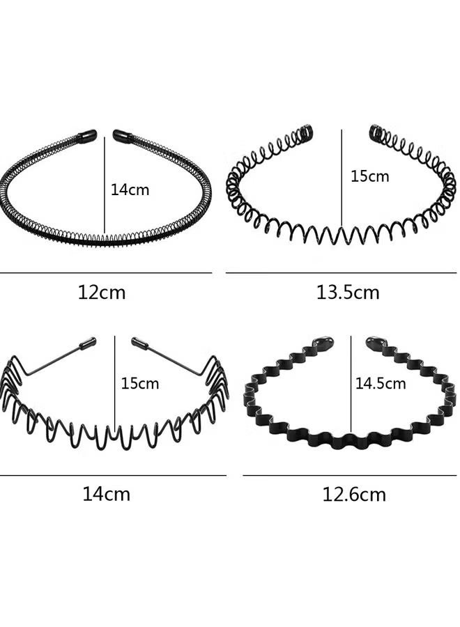 JUMEI 10PCS Metal Wavy Headbands, Unisex Non-Slip Spring Hair Bands for Women & Men, Sports & Daily Fashion Hair Accessories, Black - Image 2